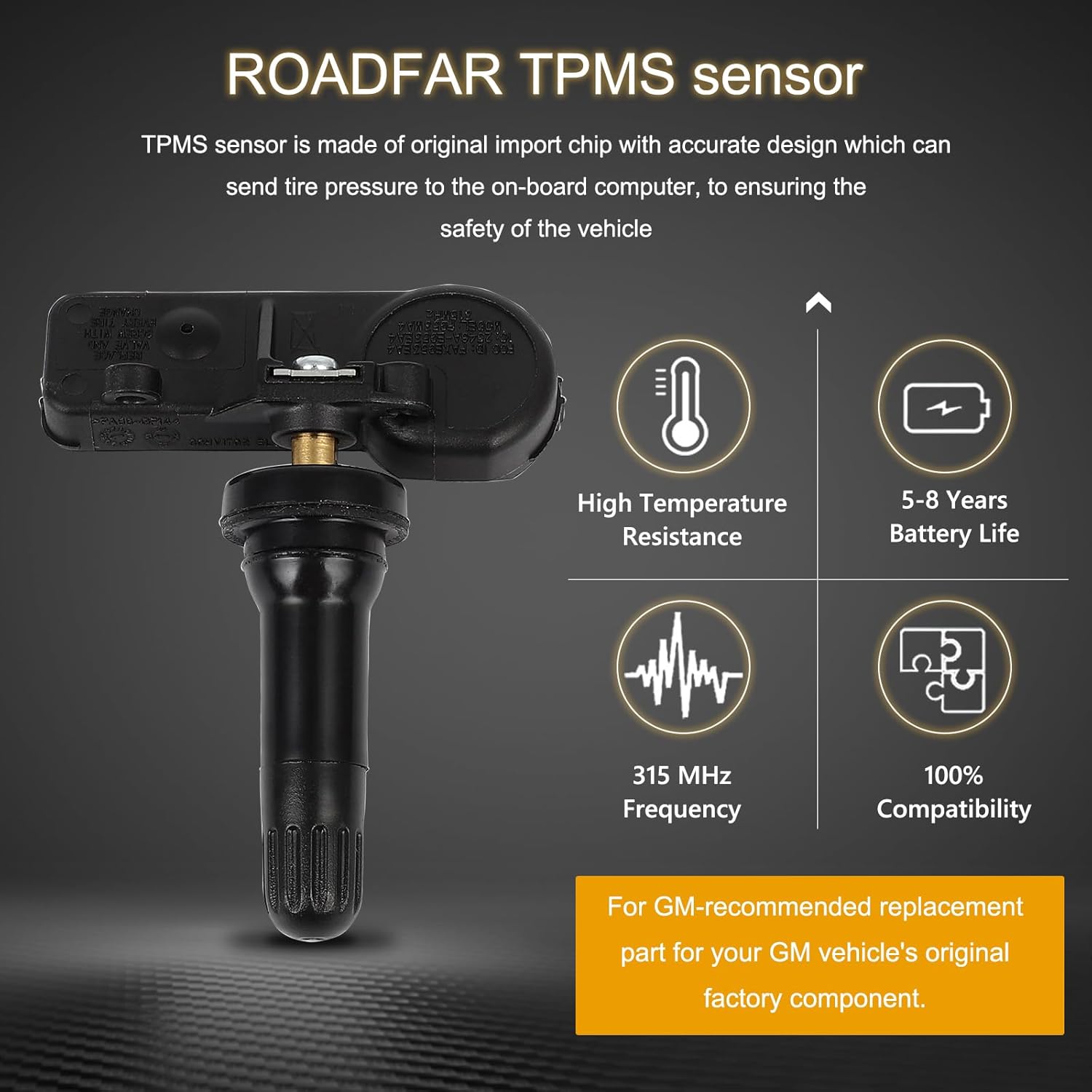 ROADFAR TPMS Sensor, 315MHz Tire Pressure Sensor Fits 2006-2011 for Hyundai Azera 2008-2012 for Hyundai Santa Fe 2008-2012 for Hyundai Veracruz