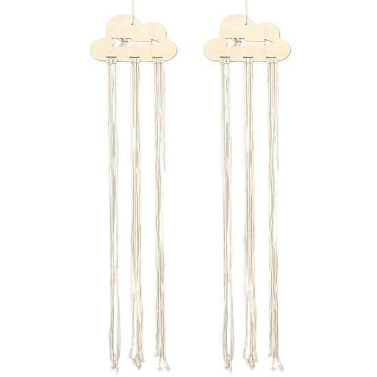 2 Pcs Wooden Cloud Hair Clip Organizer with Princess Headband Accessories, DIY Storage Hanging Pendant for Office Home Desktop Tabletop Organizer