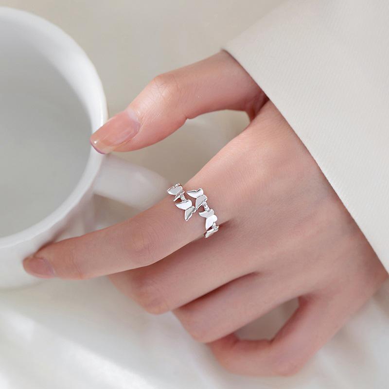 2022 Women's Trendy 925 Silver Butterfly Ring with Unique Design for Summer
