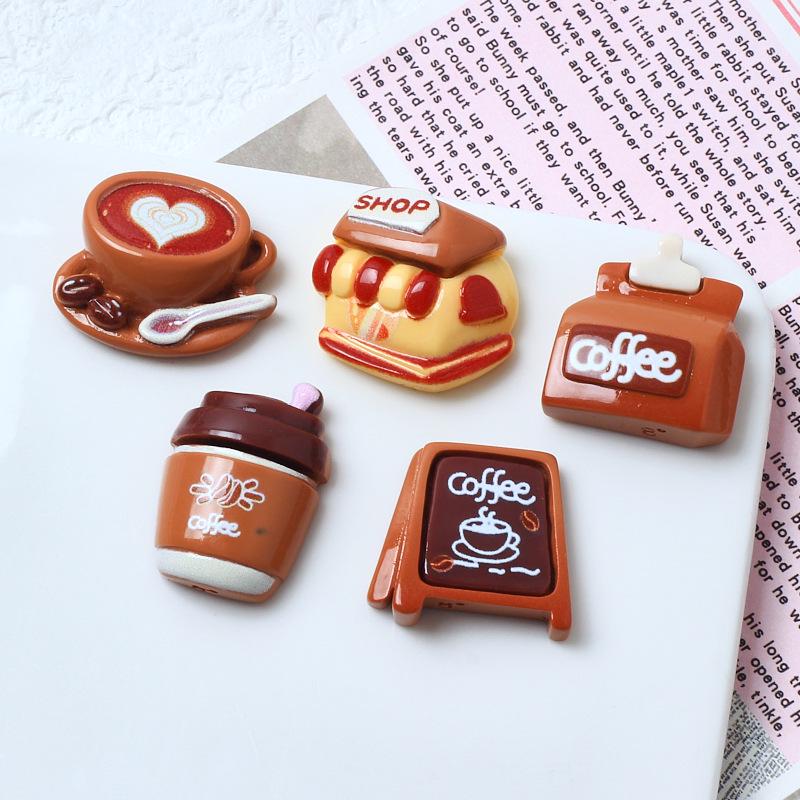 Cartoon Coffee Series DIY Resin Accessories Kit: Phone Case, Hair Clip, Jewelry Craft Supplies