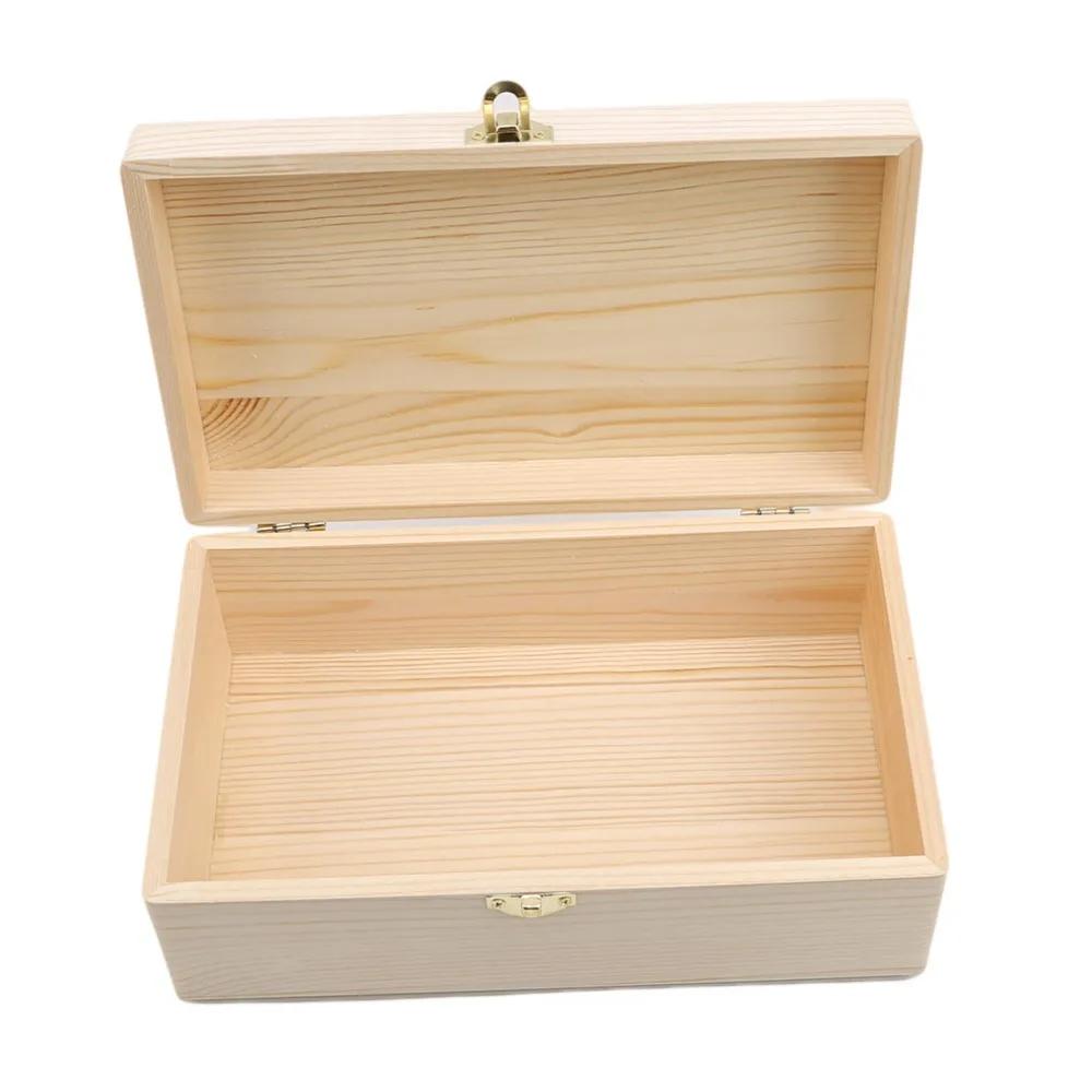 Home Storage Box Natural Wooden With Lid Golden Lock Postcard Organizer Handmade Craft Jewelry Case Wooden Box Casket NEW