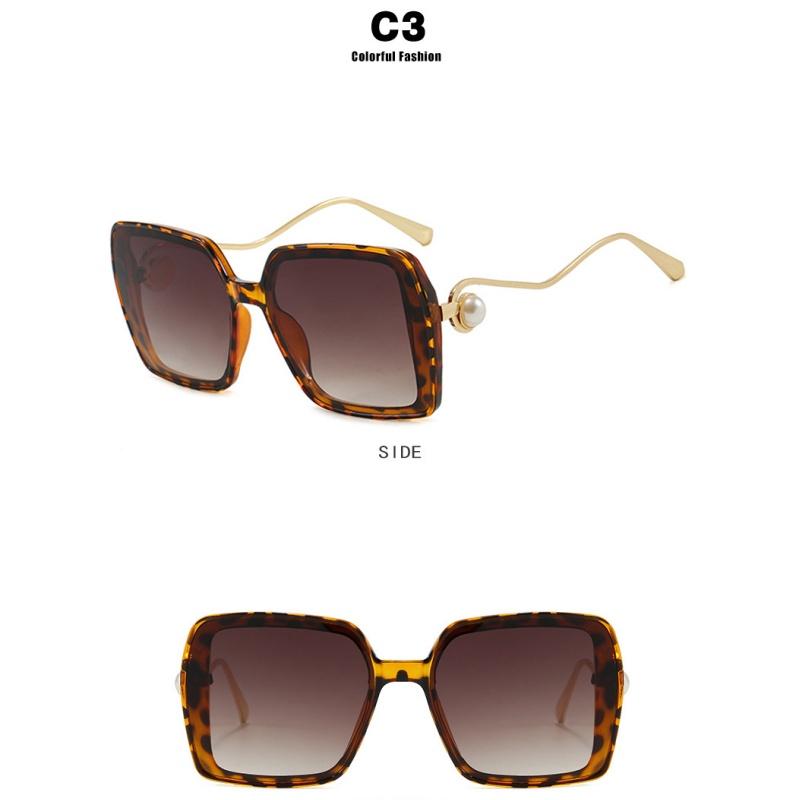 Women's Sunglasses, Fashionable Square Large-frame Sunglasses, Pearl-decorated Sunglasses.