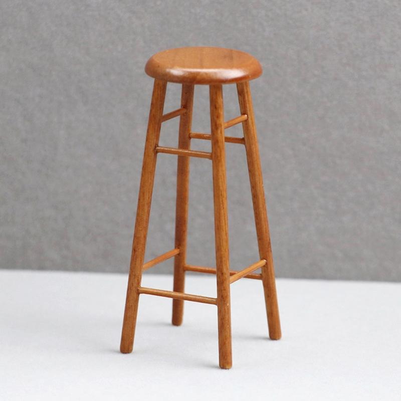 1:12 Dollhouse Miniature High Stool Bar Stool Small Round Stool Pocket Stool Model Furniture Decor Toy Doll House Accessories