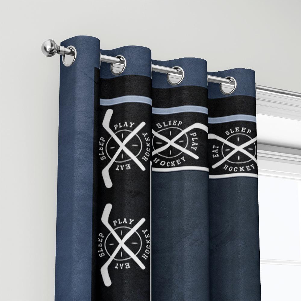 Curtains Sports Football Baseball Dark Wind Curtains Bedroom Non-Perforated Blackout Curtains