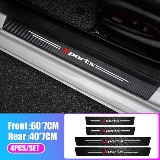 Carbon Fiber Stickers Car Scuff Plate Door Sill Cover Panel Step Protector Guard