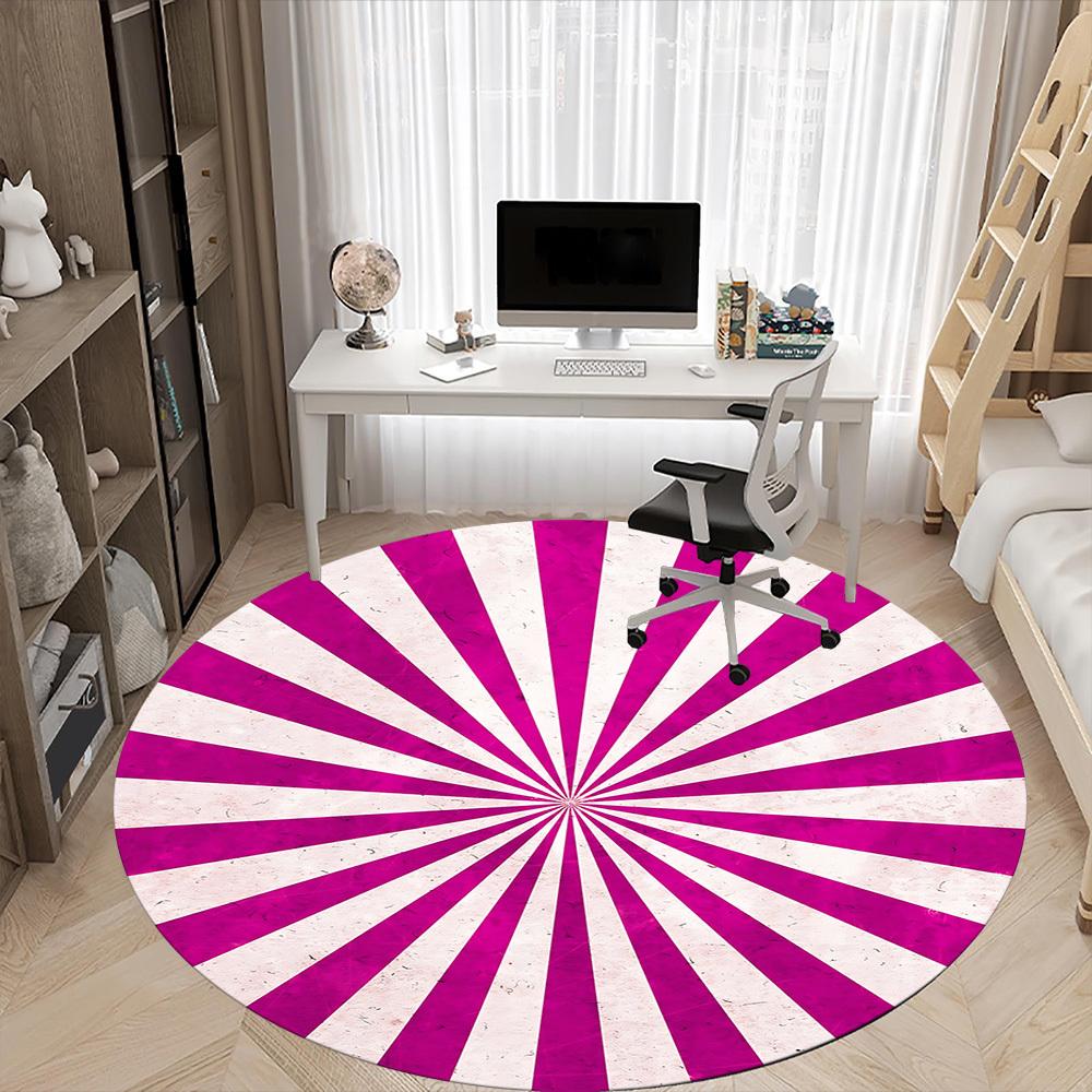 1pc Sunburst Pattern Office Round Area Rug, Indoor Mat Suitable ForOffice, Under Office Chairs Bedroom Living Room Home Decor D017