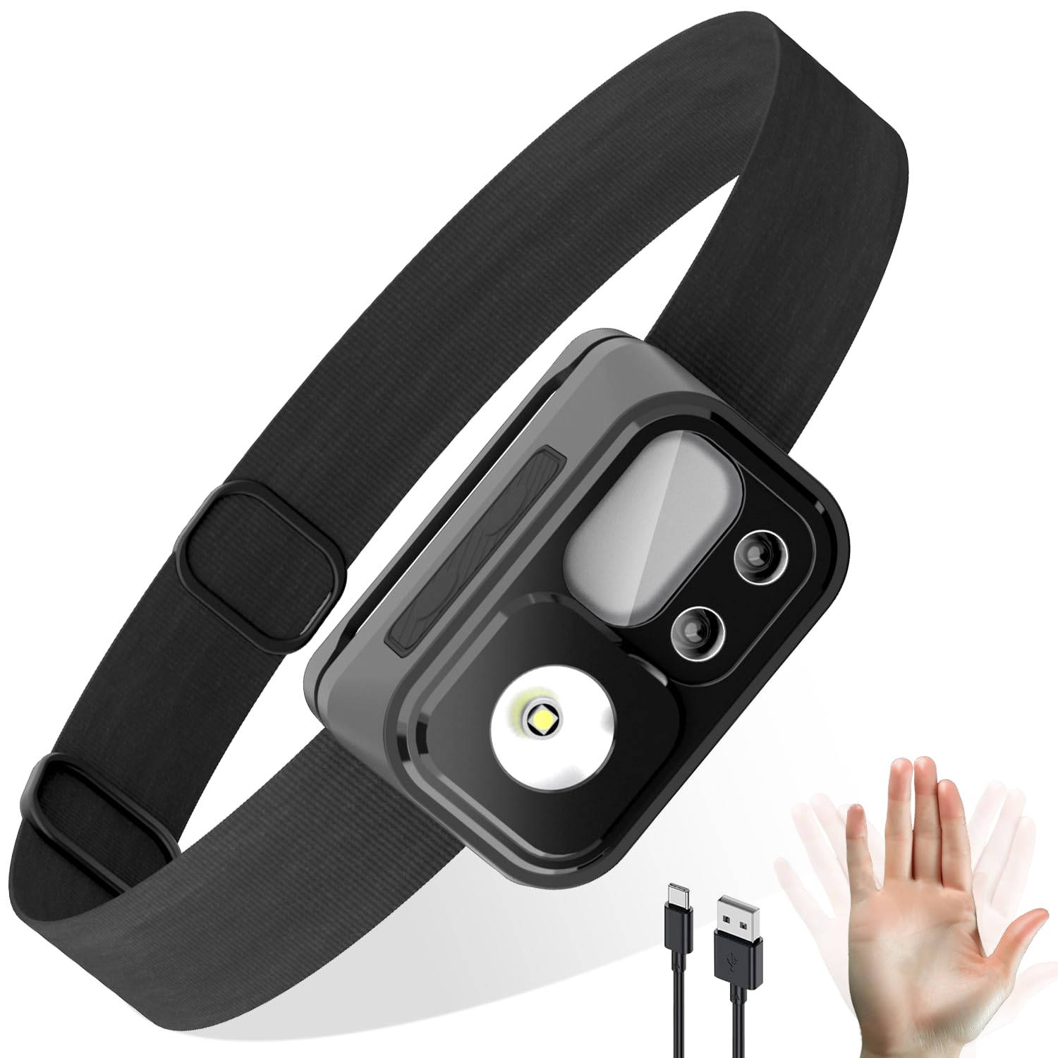 

KOPOGU Ultra Running LED High Lighting 7 Lighting Disaster Prevention Outdoor Headlight для работы фары, легкий, 70 г, свет, Type-C чёрный