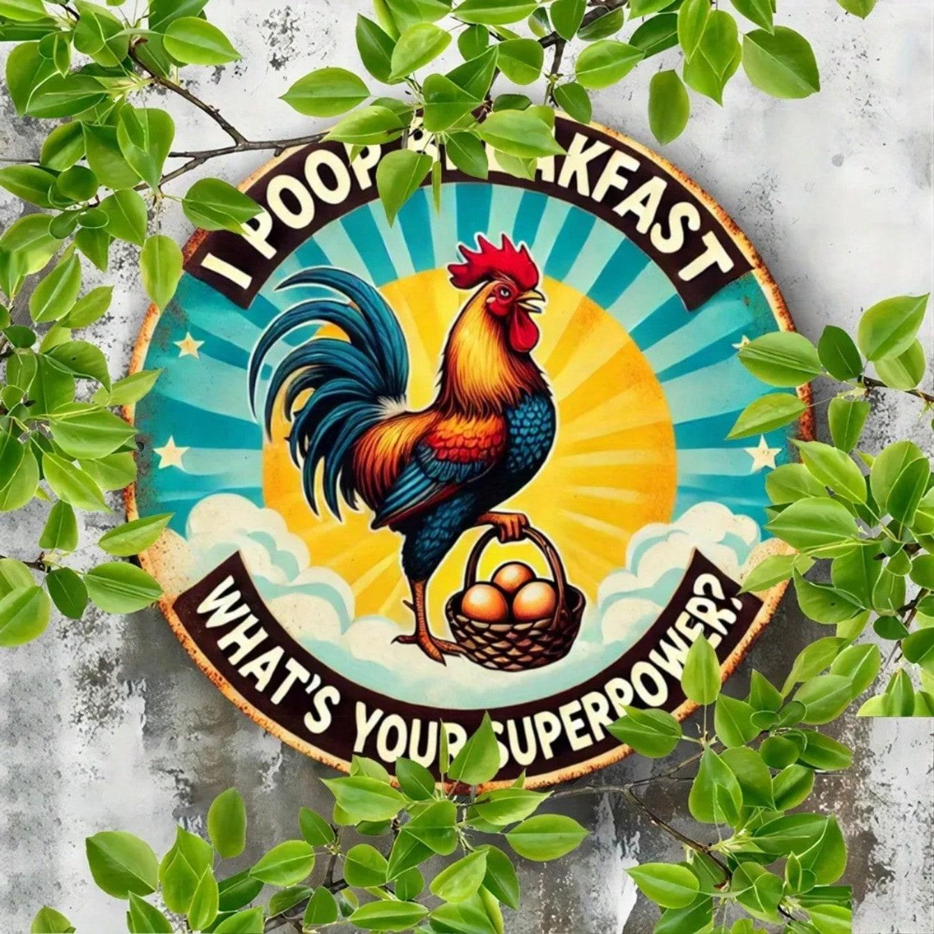 Funny Rooster Humor Metal Sign Vintage Wall Art For Chicken Lovers TYA37404-20x20cm разноцветный
