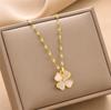 Lucky Clover Necklace Women'S Gold-Plated Cat'S Eye Delicate Petal Clavicle Chain Simple Temperament Women'S Neck Chain