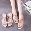 Fashion Woman Shoes Flat Rubber One Word Sandals For Women No Heel Sabot Roman Style Crystal Premium And Low Price On Offer Sandal