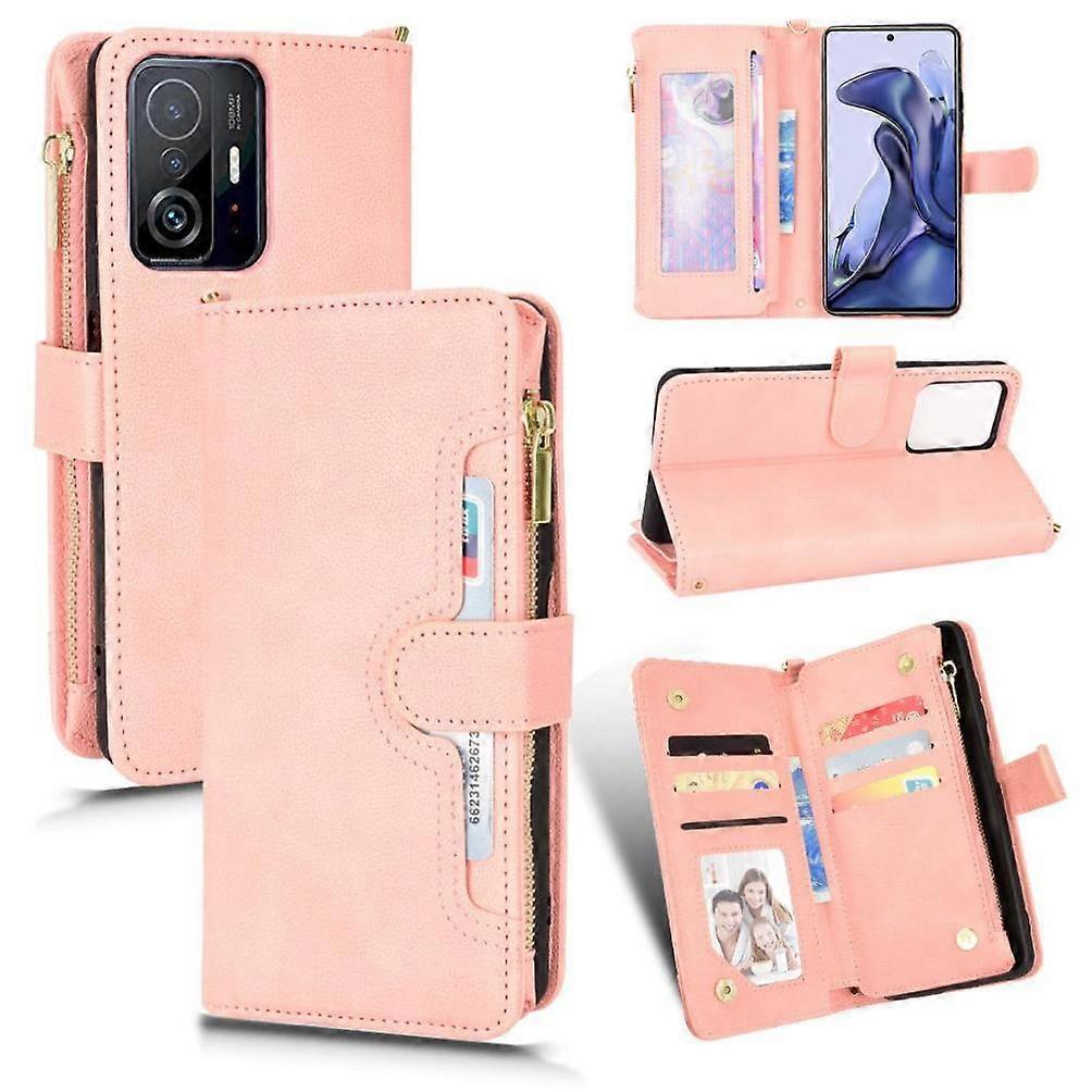 Wallet Case for Xiaomi 11T/11T PRO 5G PU Leather Cover Card Slots Zipper Kickstand Strap