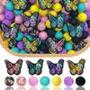 24/54/64PCS Butterfly Series Silicone Bead Set, Perfect for DIY Handmade Crafts Such As Keychains, Necklaces, Bracelets, Etc
