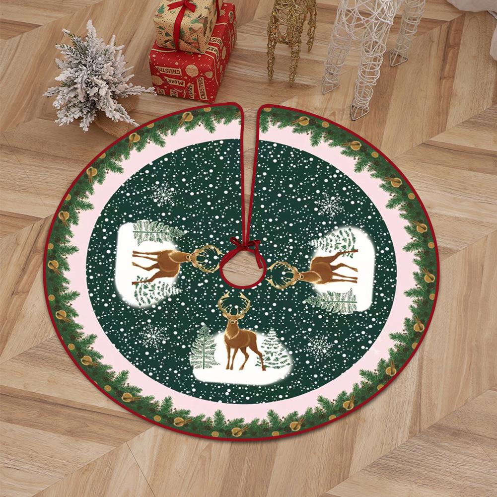 Christmas Tree Skirt Snowflake Santa Claus Printed Xmas Tree Bottom Decor Mat Merry Christmas Decoarations Home Party Ornaments