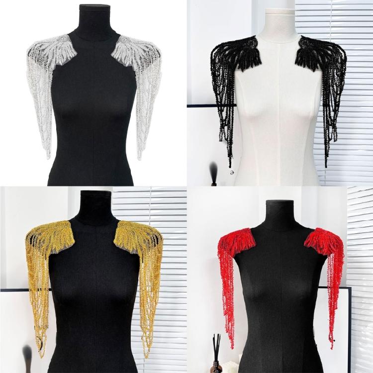 Pair Of Sequins Fringe Shoulder Patches For Party Attire Comfortable Long Wear Decorative Accent
