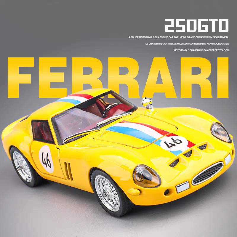 Ferrari 250 GTO 1962 Classic Supercar Simulation Diecast & Toy Vehicles Sounds & Light Pull Back Car 1:32 Alloy Model Birthday Gifts