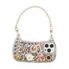 Luxury 14-Diamond Floral iPhone 16 Pro Max Case with Pearl Chain