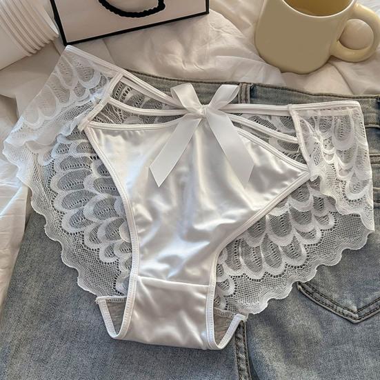 Women's Silky Satin Panties Sexy Invisible Lace Briefs Low Waist Bikini Underwear Seamless Breathable Underpants
