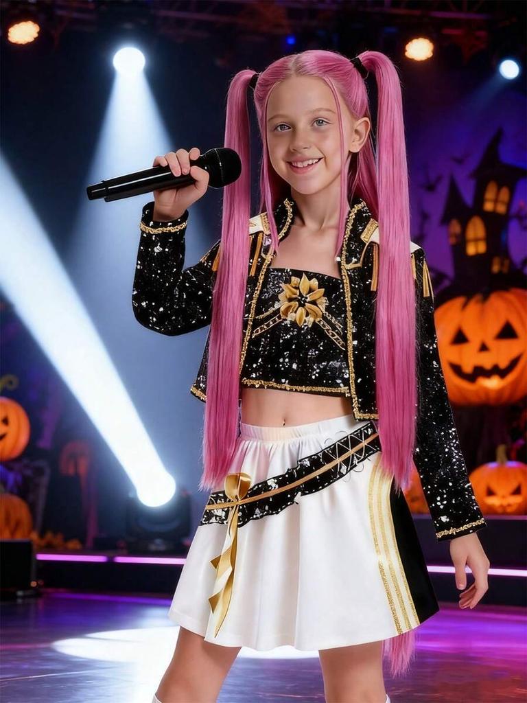Kostým pro dívky Děti Hvězdy Vokální Rumi Cosplay Scénické oblečení Idol zpěváci Třídílná sada Trendový styl Halloweenská párty