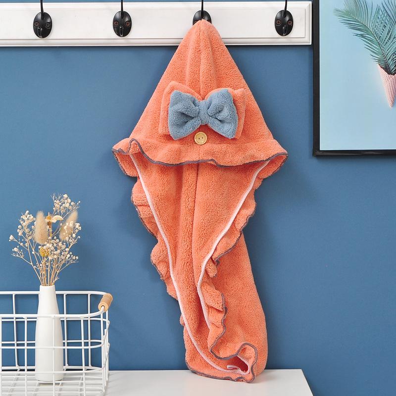 

Высококачественная шапочка для душа с бантом, мягкое впитывающее полотенце для сушки волос, полотенце для шампуня, милая шапочка для сушки волос из кораллового флиса. 25*65