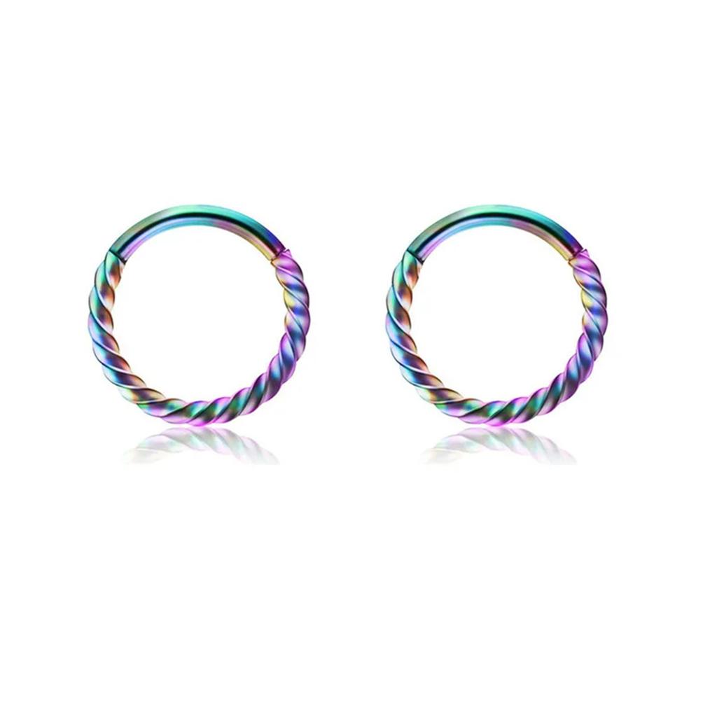 2Pcs 316L Stainless Steel Twist Hinged Septum Rings Clicker Hoops For Cartilage Tragus Helix Ear Piercing Jewelry