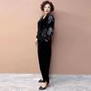 Ensemble Pantalon Automne Femme Broderie Grande Taille Chemisier Velours Taille Haute Pantalon Harem Velours Ensemble Deux Pièces