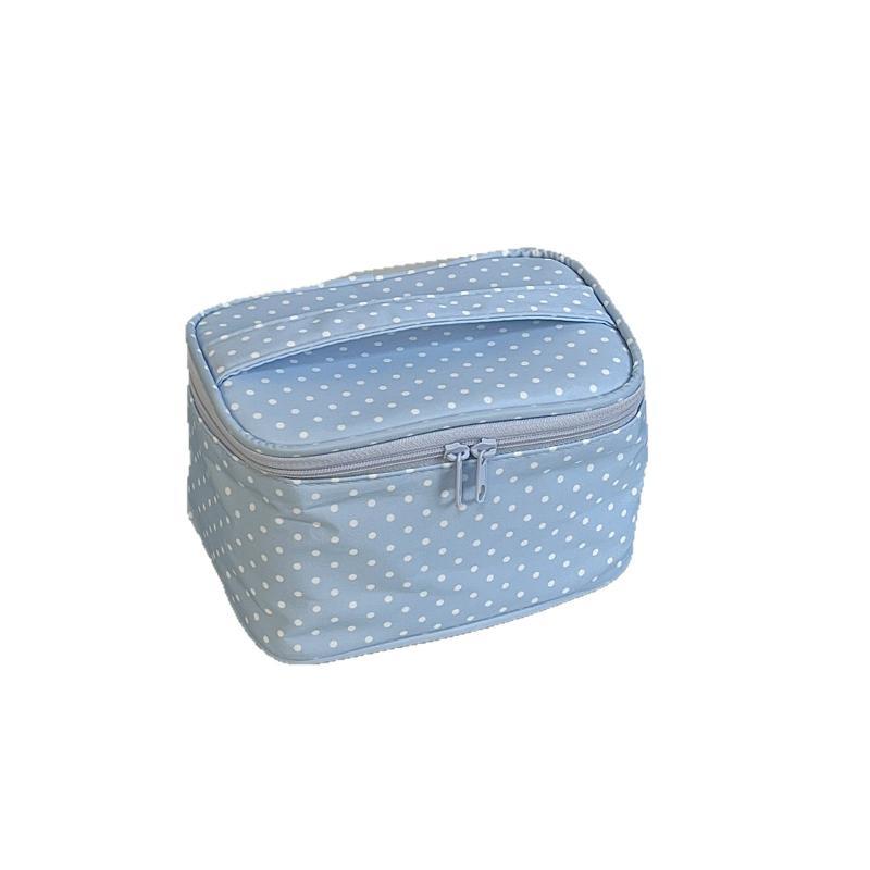 Dot Patterns Storage Bag Portable Large Capacity Pencil Case Double Zipper Cosmetic Bag