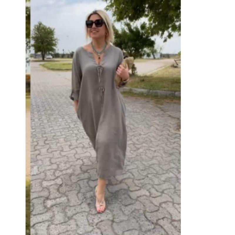 Neues lässiges, lockeres Damen-Einfarbiges Einfaches Kleid