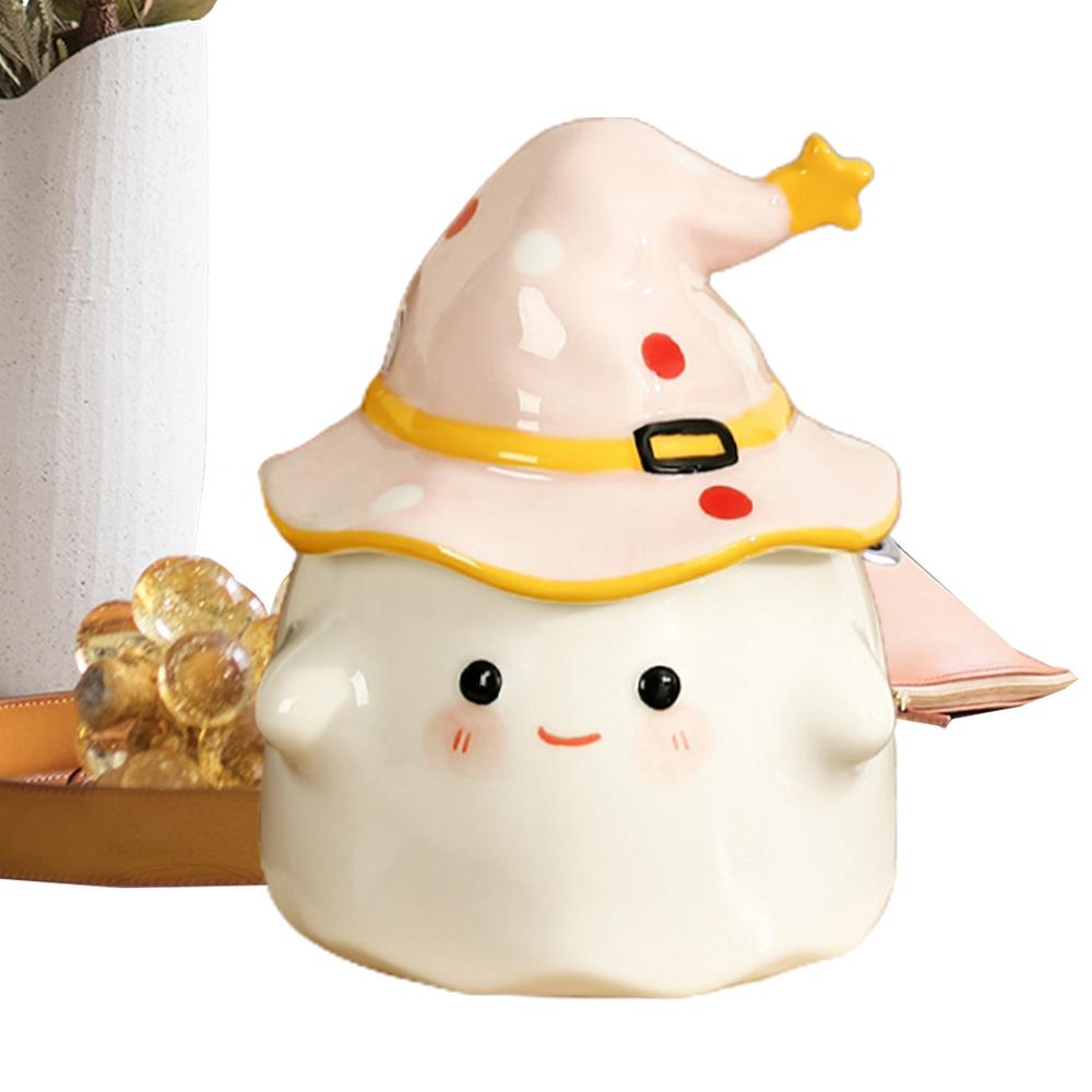 Halloweenský hrnek Halloweenský hrnek s duchovým vzorem Keramický hrnek s duchem a víčkem Roztomilý 350ML na Halloween doma a v práci