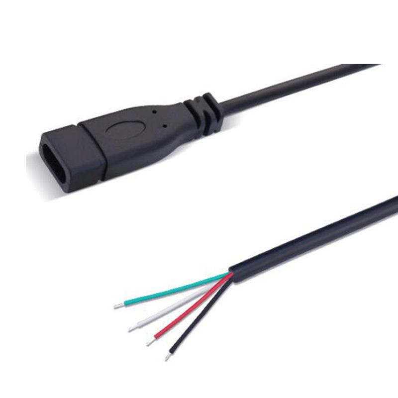 5ks 2pin 4pin Drát USB 2.0 Typ C Samec samice Konektor Prodloužení Typ pro svařování USB-C DIY Opravný kabel Konektor nabíječky