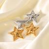 Stainless Steel Gold & Silver Star Pendant Necklace with Open Ring & Star Earrings
