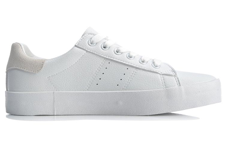 Li Ning Vulc Synthetic Leather Slip Resistant Abrasion Resistant Cushioning Low Top Skateboard Shoes Men's White AGCQ055-2