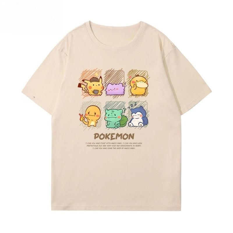 Pokémon Joint Short-sleeved T-shirt Men's and Women's Clothes Summer Trend Casual Short-sleeved Popular Half-sleeved T-shirt Top