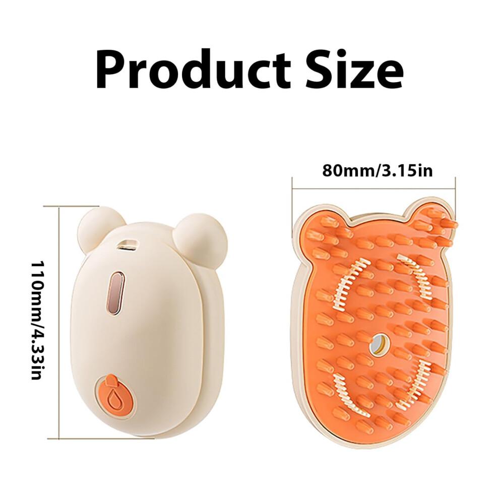 Steam Brush for Dogs and Cats, Rechargeable Electric Dandruff Tool with Double Comb, Anti-Static Long-Haired Pet Care - Beige