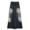 Women's Washed Fishtail Denim Skirt: Distressed High-Waist, Split Design, Raw Edge, Slimming, Long Skirt (2026 New).
