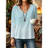 Autumn and Winter Women's Long-sleeved V-neck T-shirt