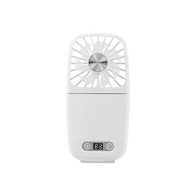 

Ventilador de mano portátil plegable con espejo y soporte para escritorio recargable por USB