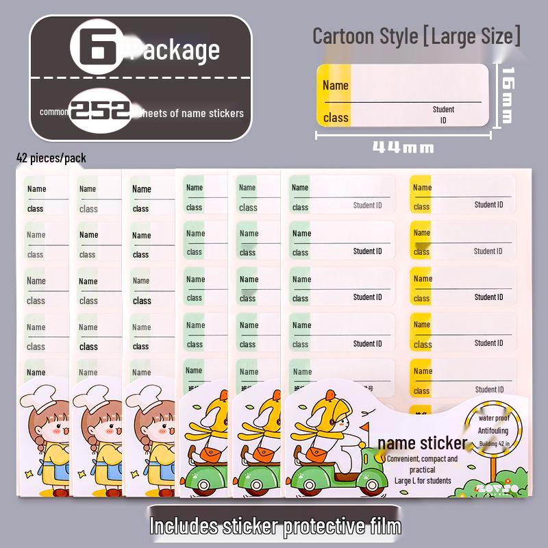 Waterproof Cartoon Name Stickers for Students - Self-Adhesive, Anti-fouling Labels for Handwritten Marking