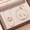 Simple and Stylish Zirconia Jewelry Set: Pendant Necklace, Adjustable Bracelet, Open Ring, and Earrings - a Perfect Holiday Gift