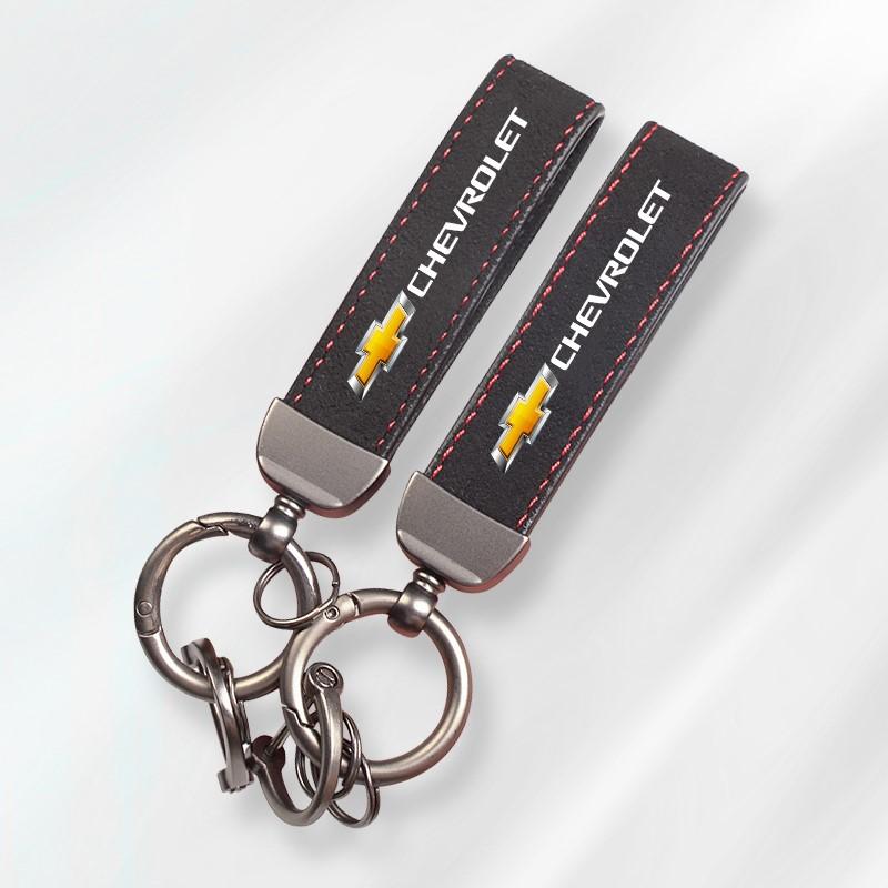 Suede Leather Car Keychain Business Gift with Logo Keyring Accessories For Chevrolet Spark Captiva Cruze Tracker Orlando Trax