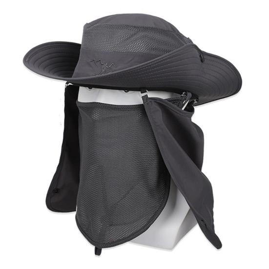 Pălărie de Soare cu Coardă Rezistentă la Vânt Sistem de Umbrar la 360 de Grade Bor Margine Ondulată Pliabilă Pălărie de Exterior cu Protecție Facială Șal