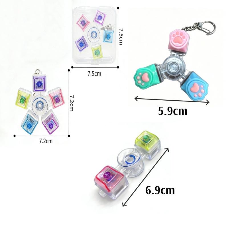 Mechanical Axis Key Fidget Spinner Luminous Electronic Keyboard Button Stress Relief Keychain Portable Toy Gift Present for Adults Teens