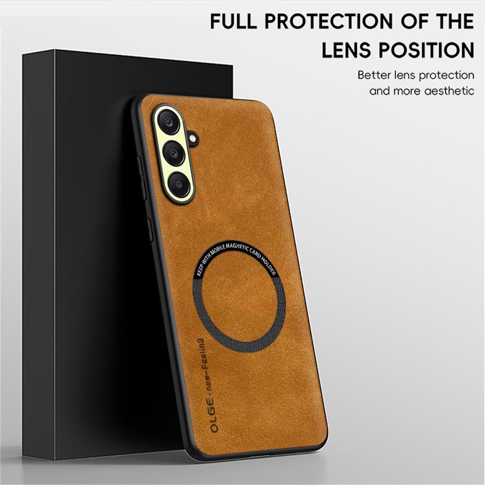 WANLONFENG YBP Series For Samsung Galaxy A26 5G Magnetic Case with Tempered Glass Film PU+TPU Phone Cover Large Cutout
