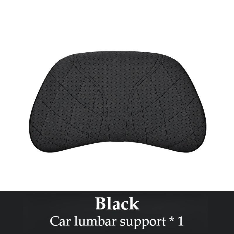 Memory Foam Car Neck Pillow Waist Pillow Nappa Leather Car Headrest And Lumbar Set Seat Accessories Car Neck And Lumbar Support