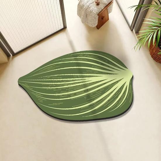 Realistic 3D Leaf Rug Irregular Leaf Shaped Floor Mat Anti Doormat for Bathroom Slip Green Leaf