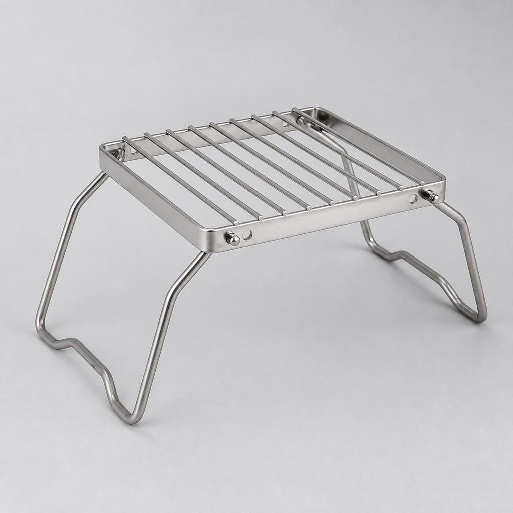 Stainless Steel Cooktop Stand with Folding Legs Quick-Setup for Backpacking
