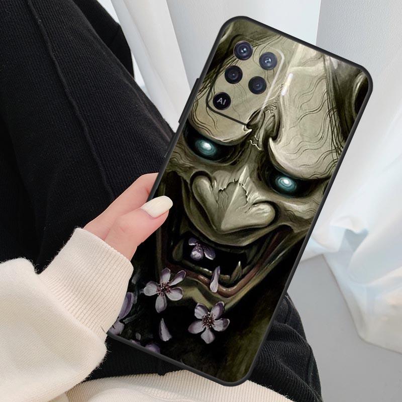 Japanese Oni Hannya Demon Mask Case For Oppo A40 A60 A80 A5 Pro A15 A16 A17 A57 A77 A94 A74 A54 A76 A96 A18 A38 A58 A78 A98