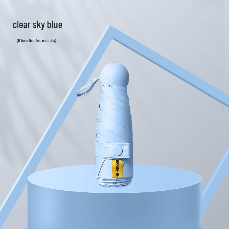 Kompakter UV-Schutz Faltbarer Regenschirm mit Schwarzer Fütterung