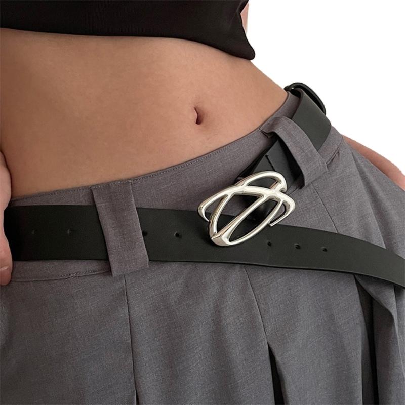 

Женский кожаный ремень для джинсов, брюк, платьев, черный женский пояс с пряжкой-пином, винтажный готический пояс 1 чёрный