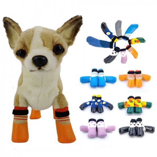 4Pcs/Set Non-Slip Knitted Dog Socks Pet Puppy Shoes Soft Cotton for Chihuahua  m