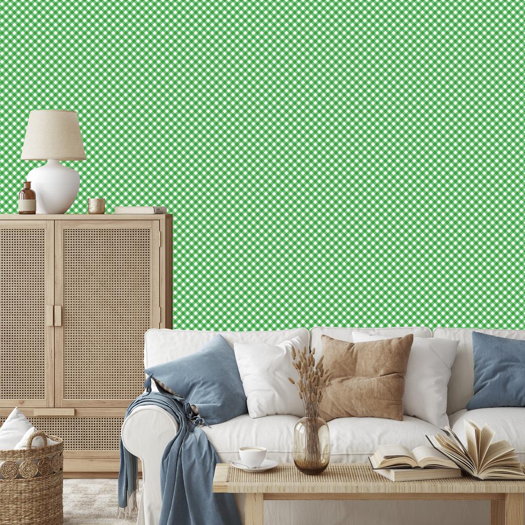 Green Vichy Plaid Wallpaper for Living Room and Bedroom 50x1000